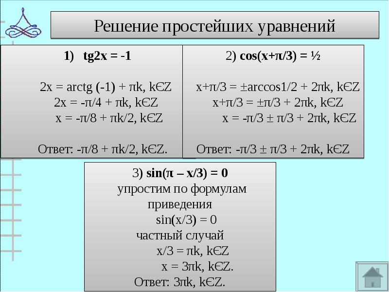 Решение простейших уравнений Решение простейших уравнений