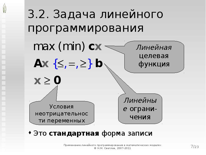 Линейное программирование презентация