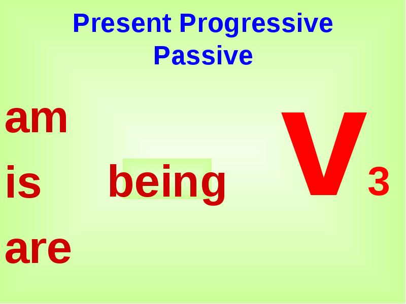 Present Progressive Passive
am
is
are Present Progressive Passive
am
is
are
