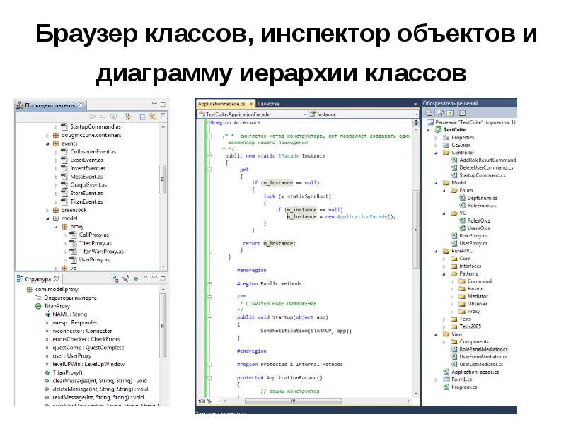 Браузер классов, инспектор объектов и диаграмму иерархии классов Браузер классов, инспектор объектов и диаграмму иерархии классов