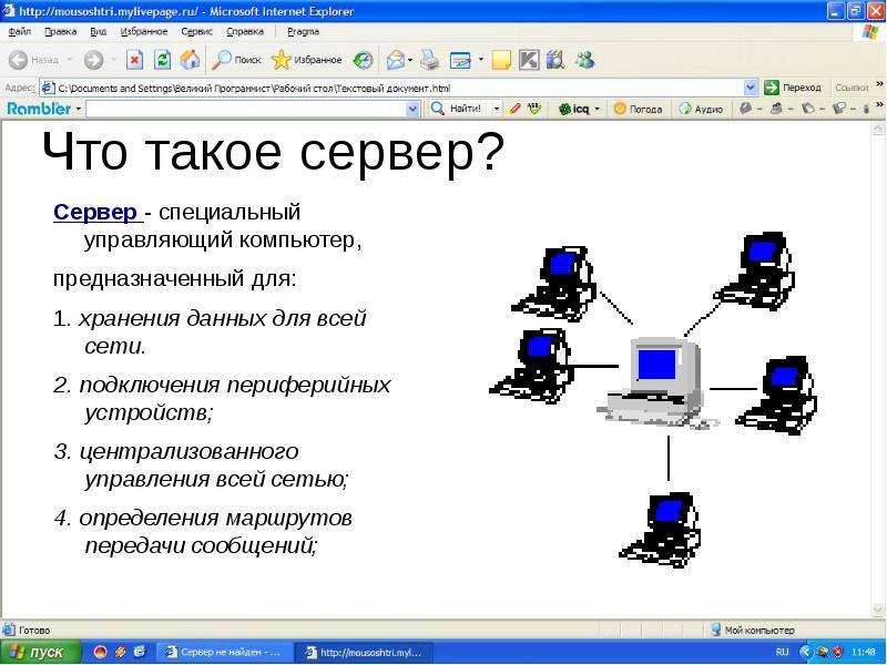 Сервер это специальный компьютер который предназначен