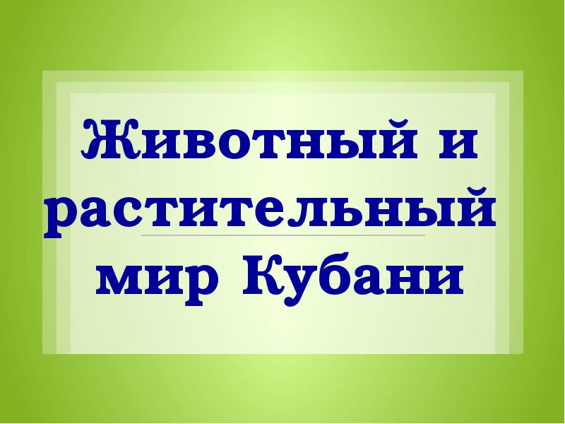 Животный мир краснодарского края проект 3 класс