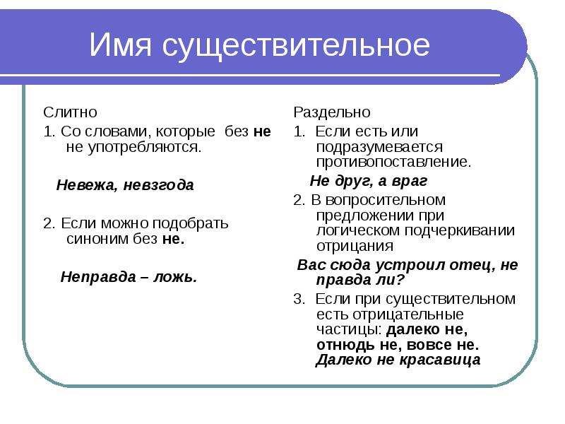 Слова с не. Существительное с не слитно и раздельно примеры. Слова с не слитно существительные. Имя существительное Слитное. Слова которые не употребляются без не.