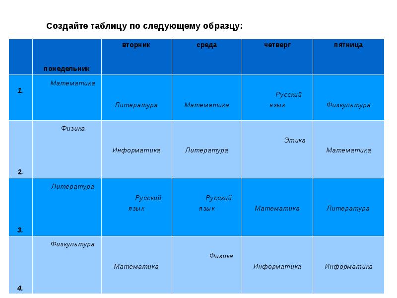 Создать красивую таблицу для презентации