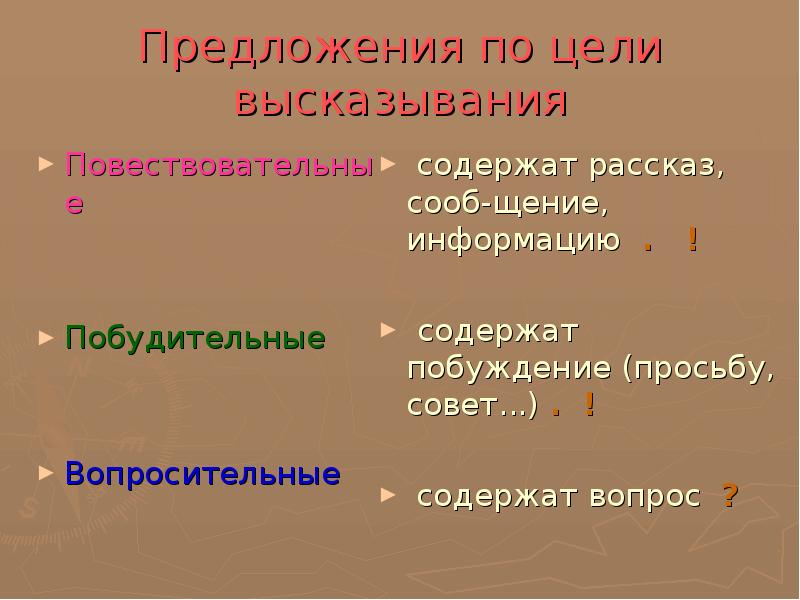 Побудительные конструкции. Повествовательное предложение по цели высказывания. Побудительное предложение. Разбор предложения по цели высказывания побудительное. По цели высказывания повествовательные примеры.