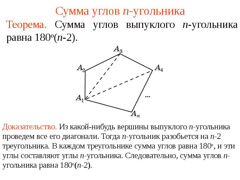 Сумма углов n-угольника Сумма углов n-угольника