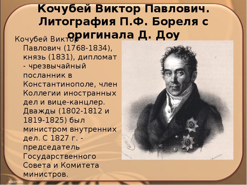 Кочубей. Кочубей Виктор Павлович (1768-1834).. Кочубей 1812. Кочубей при Александре 1. Кочубей при Николае 1.