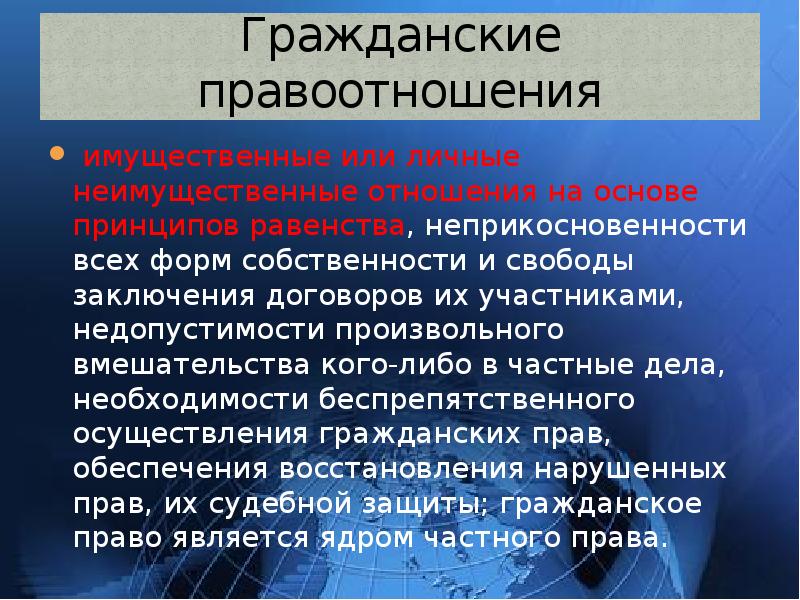 Гражданское право неимущественные отношения презентация