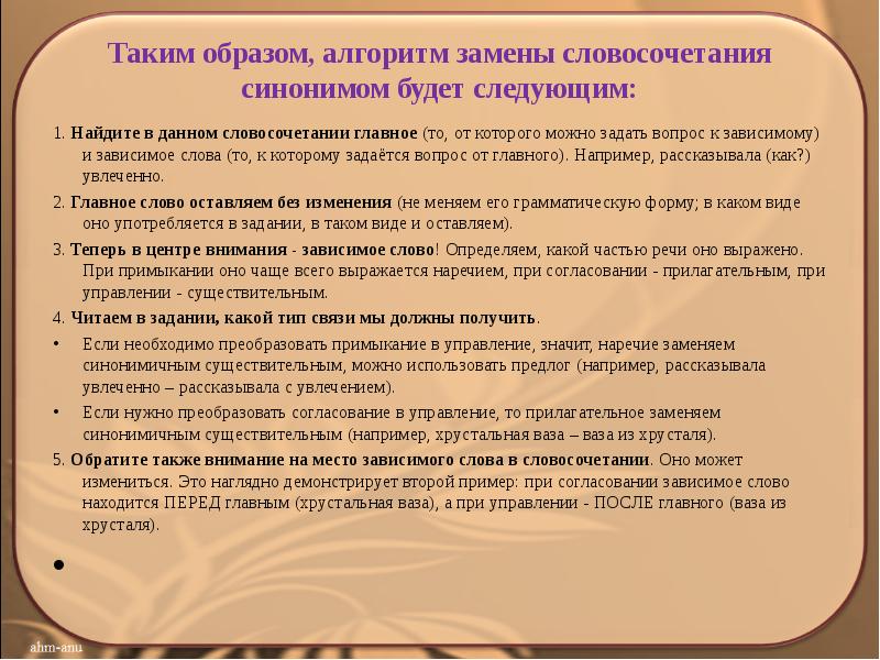 В рамках синоним. Синонимические словосочетания. Алгоритм замены словосочетаний. Образы образа словосочетания. Синонимия словосочетаний.