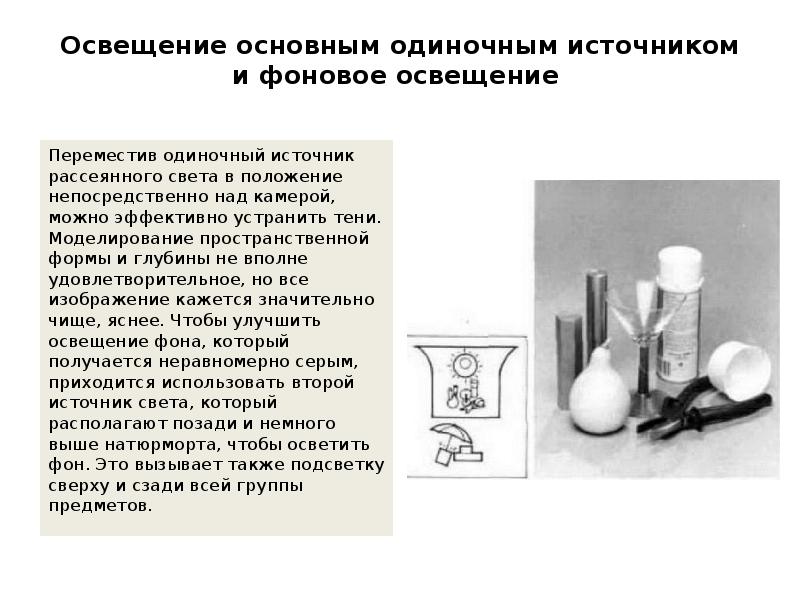 Освещение основным одиночным источником и фоновое освещение
Переместив одиночный Освещение основным одиночным источником и фоновое освещение
Переместив одиночный