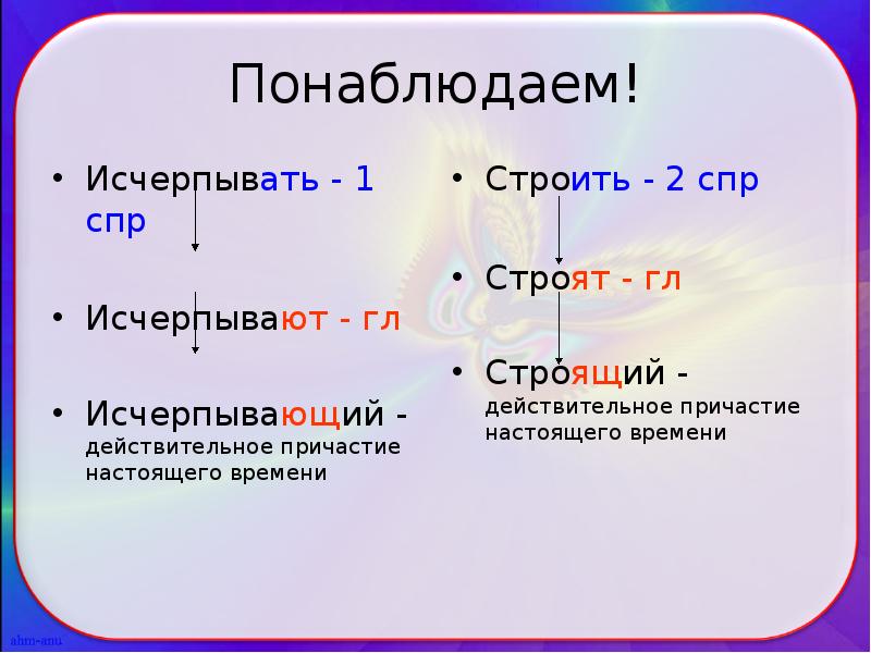 Понаблюдаем!
Исчерпывать - 1 спр
Исчерпывают - гл
Исчерпывающий - действительное Понаблюдаем!
Исчерпывать - 1 спр
Исчерпывают - гл
Исчерпывающий - действительное
