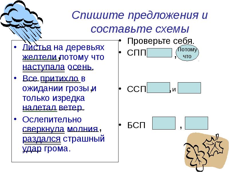 Предложение со схемой потому что