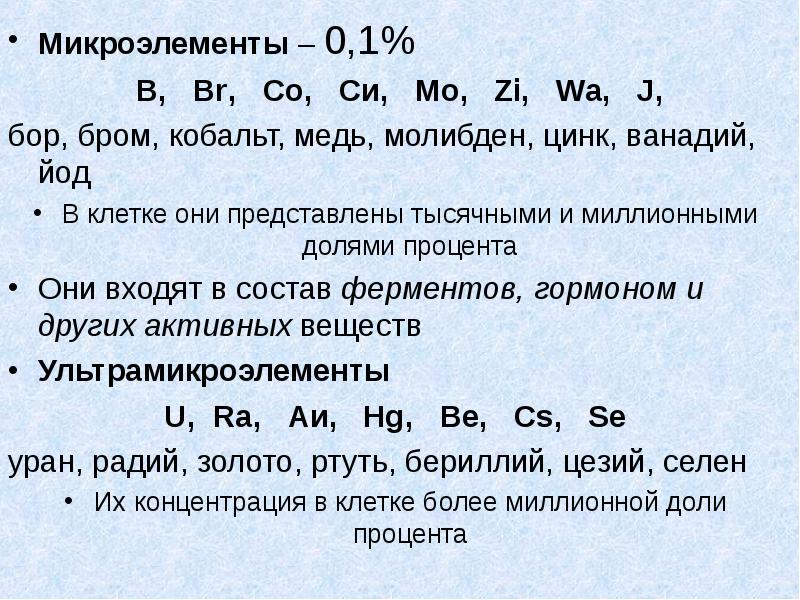 Химический состав клетки 10 класс презентация