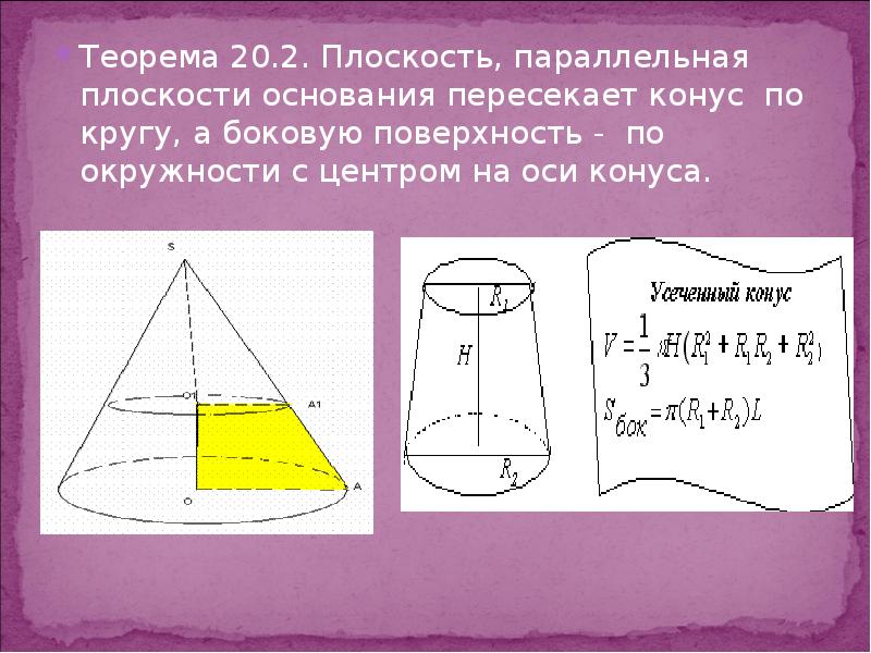 На рисунке конус по треугольнику пересекает плоскость