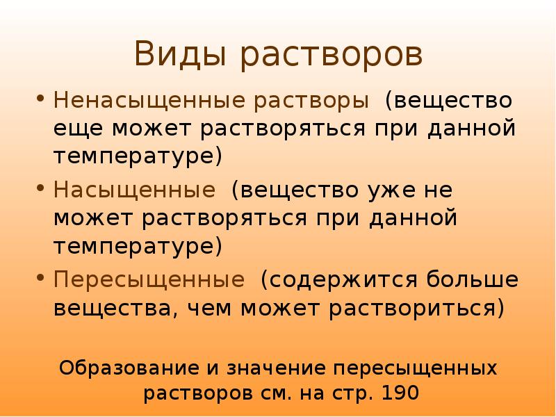 Виды растворов схема