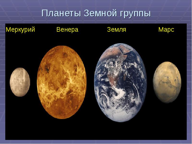 Планеты Земной группы Меркурий      Венера 