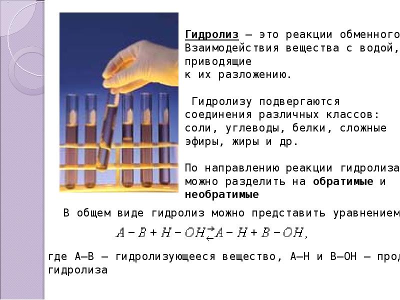 Презентация на тему гидролиз