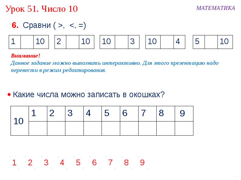 Число и цифра 10 презентация