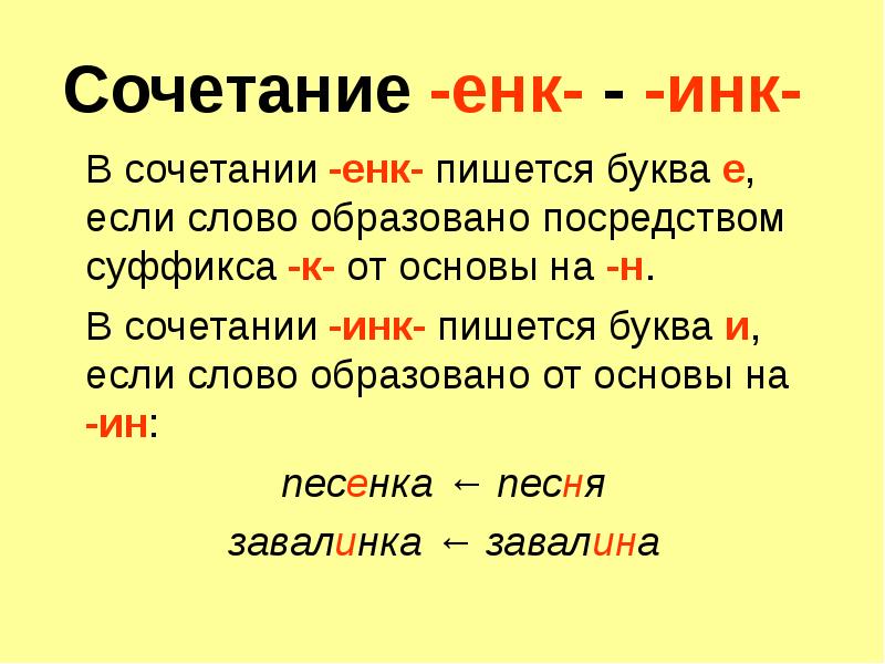 Учимся писать сочетания инк енк 3 класс 21 век презентация