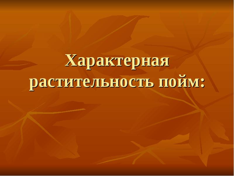 Характерная растительность пойм: Характерная растительность пойм: