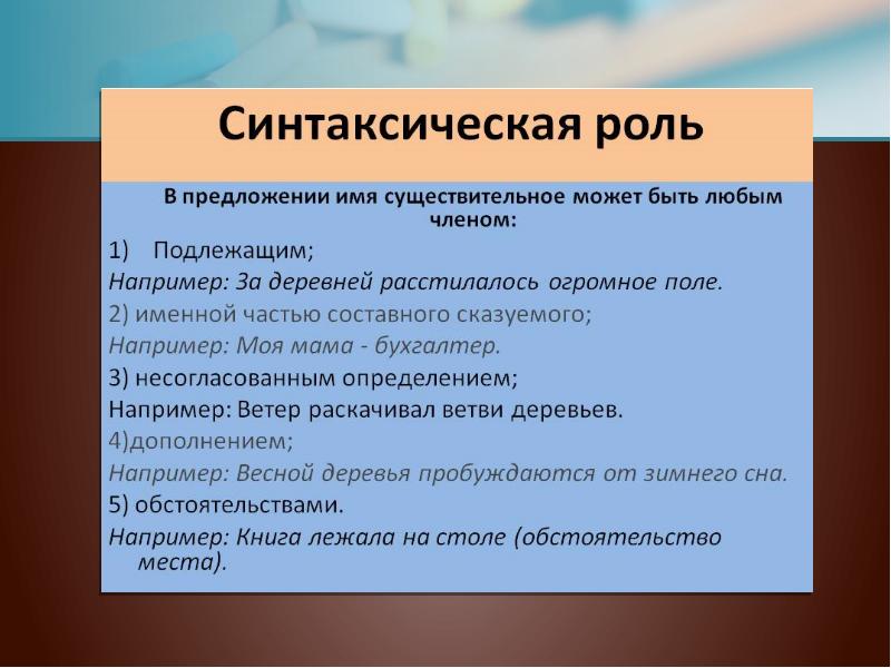 Роль существительного