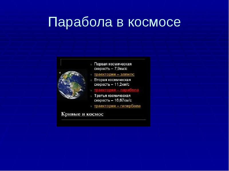 Парабола в космосе
