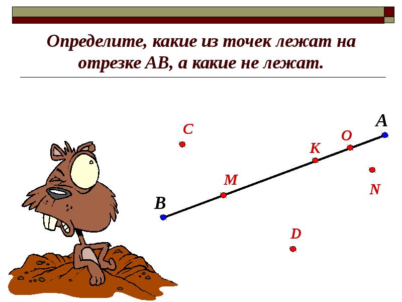 Определите, какие из точек лежат на отрезке АВ, а какие не
