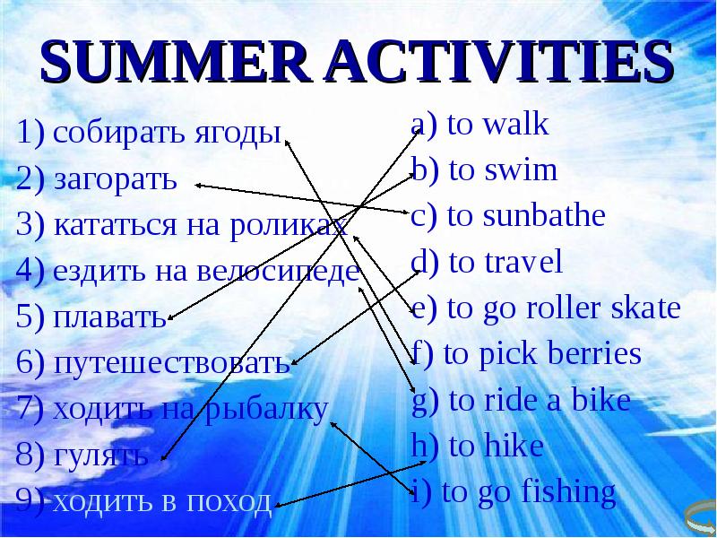 Summer activities презентация