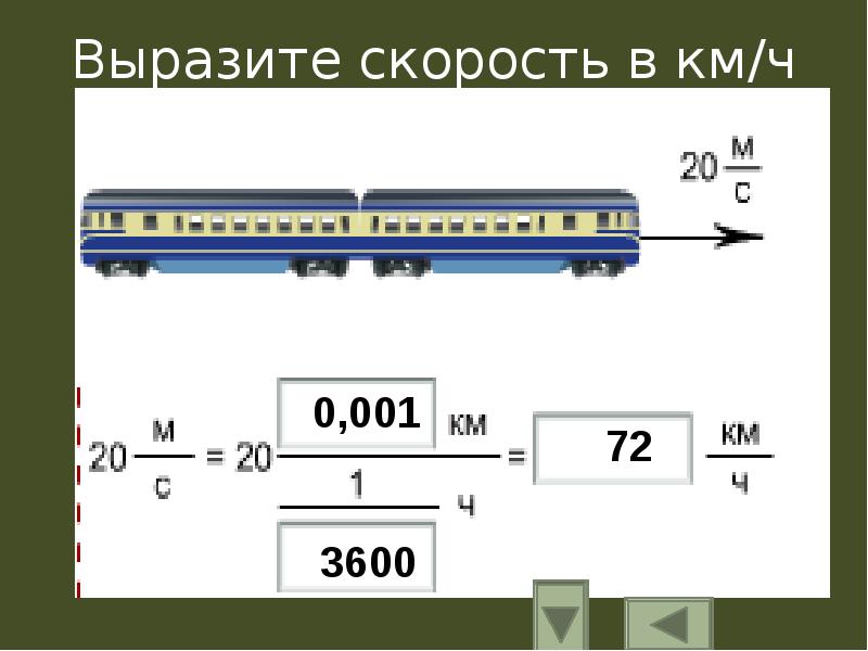Выразите скорость в км/ч Выразите скорость в км/ч