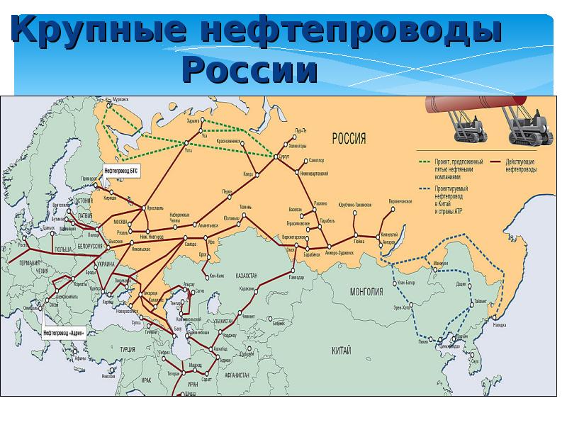 Карта нефтепроводов россии