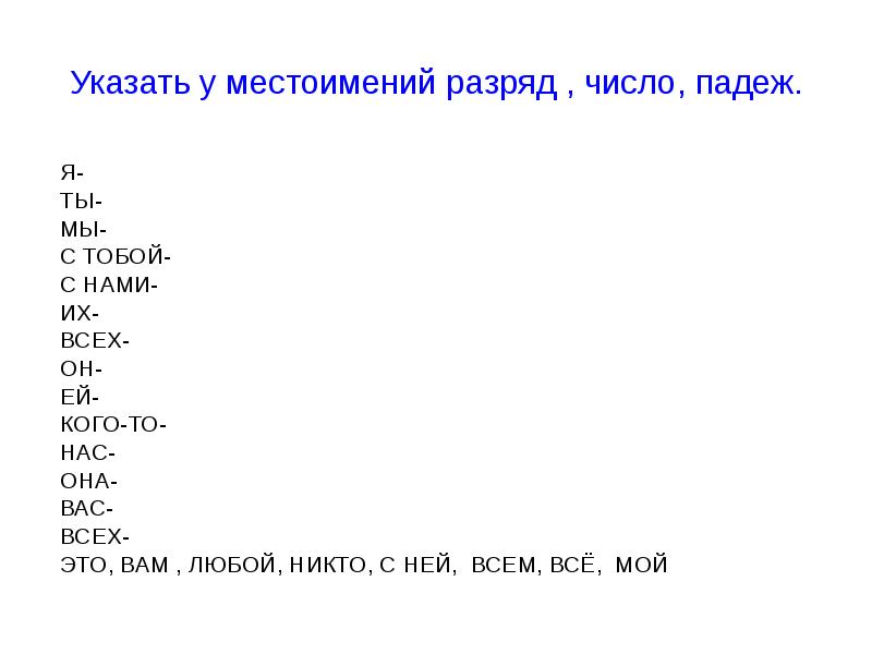 Повторение по теме местоимение 6 класс презентация