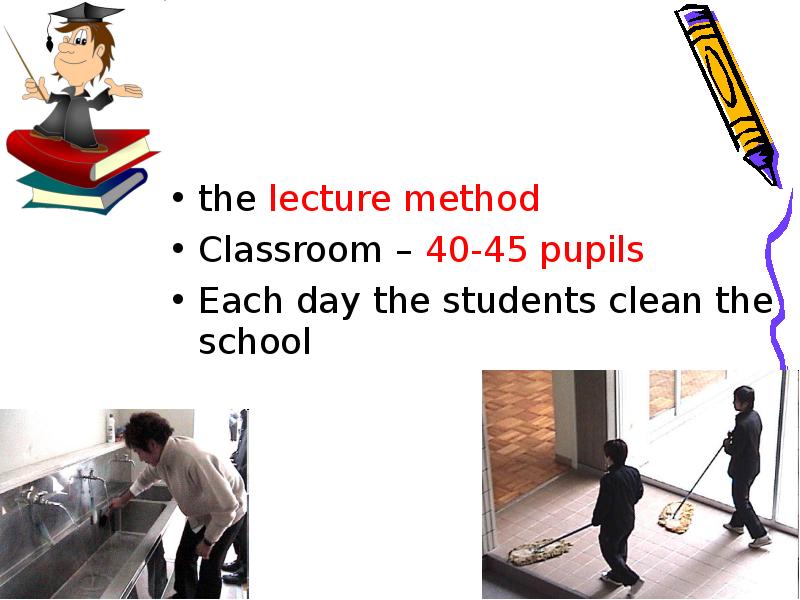 Lecture method. Presentation about School. Every pupil vs each pupil.