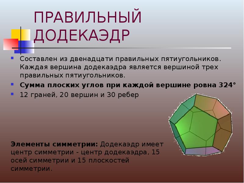 Вершины правильного. Додекаэдр угол между гранями. Сумма плоских углов при вершине додекаэдра. Додекаэдр доклад. Вид грани додекаэдра.