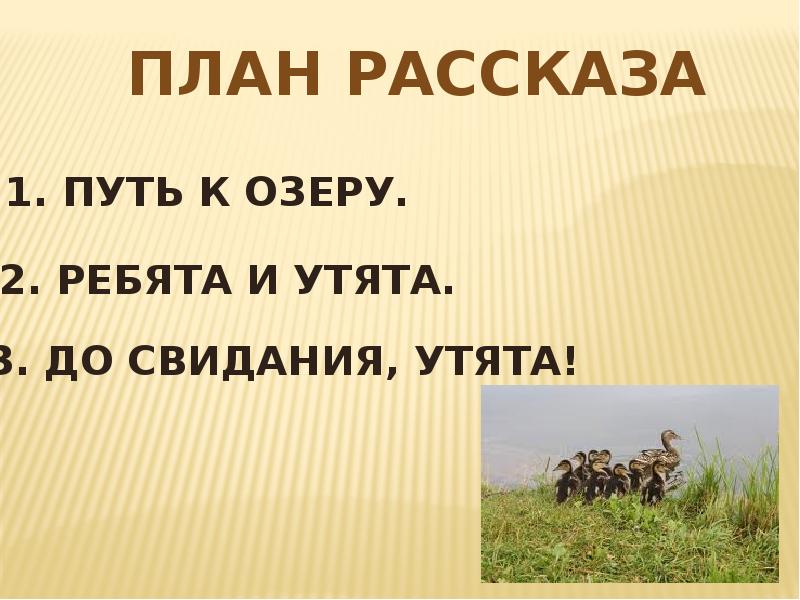 Составить план к рассказу ребята и утята 2 класс пришвин