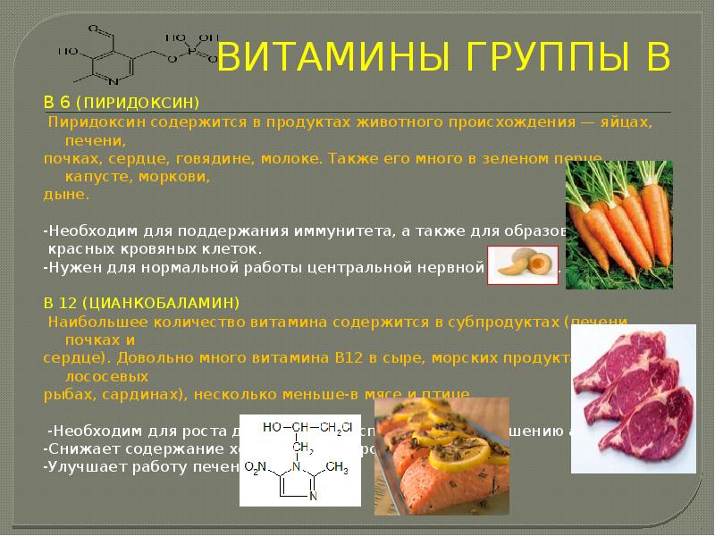 Витамины группы в в продуктах