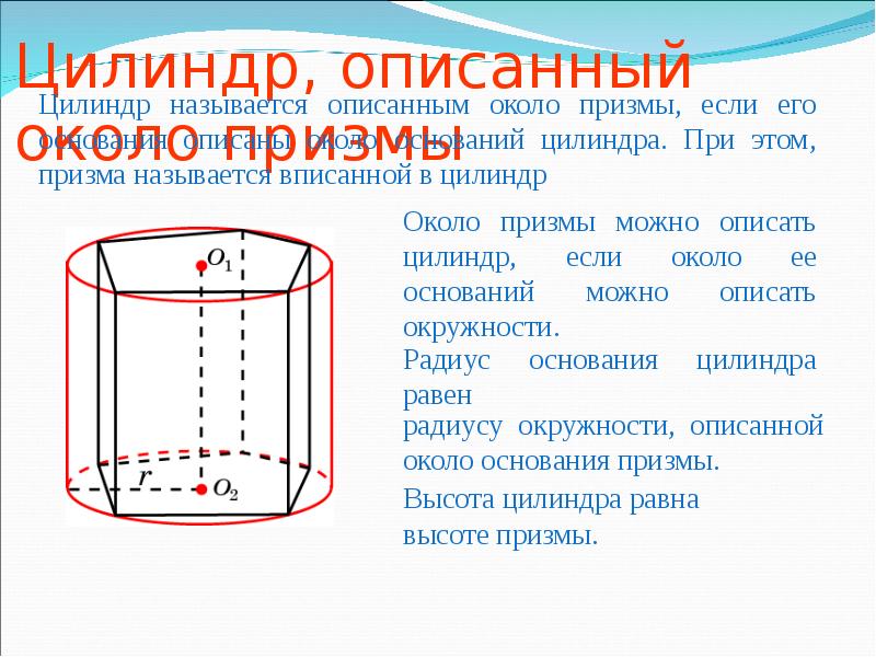 Радиус описанной около основания призмы. Призма описанная около цилиндра. Призма описанная около цилиндра чертёж. Призма вписана в цилиндр, Призма описана около цилиндра. Сфера описанная около цилиндра.