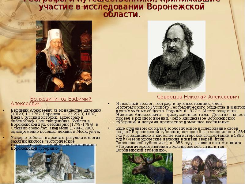 Географы и путешественники, принимавшие участие в исследовании Воронежской области.  