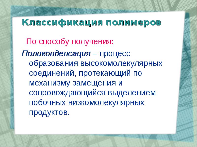 Классификация полимеров по способу получения схема