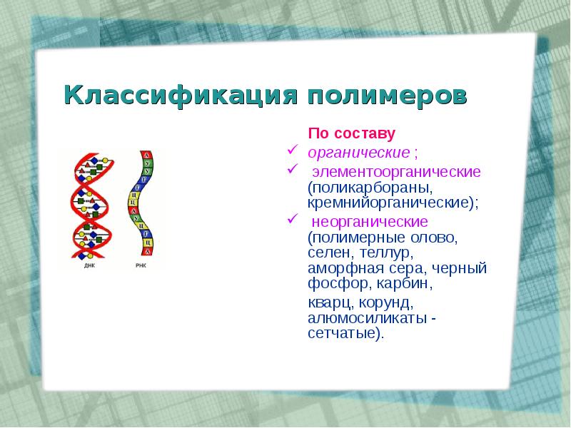 Классификация полимеров презентация