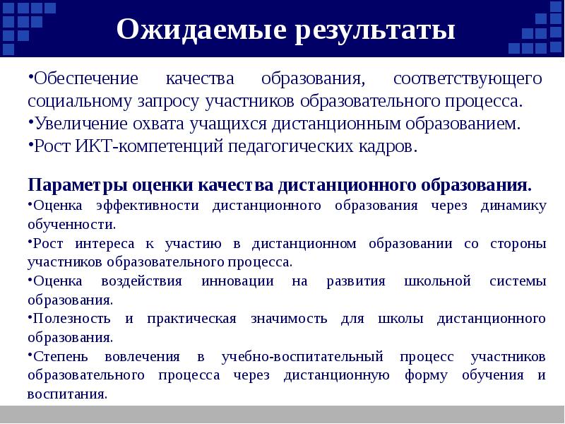 Влияние дистанционного обучения на качество образования проект