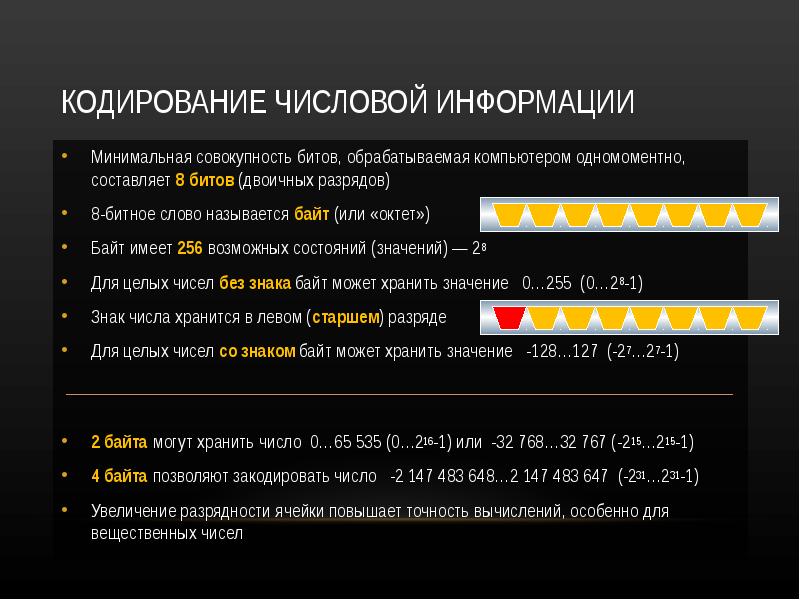 256 возможных. Кодирование и обработка числовой информации. Как кодируется числовая информация в компьютере. Кодирование и обработка числовой информации кратко. Презентация на тему кодирование и обработка числовой информации.