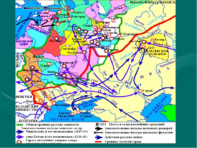 Походы хана батыя карта