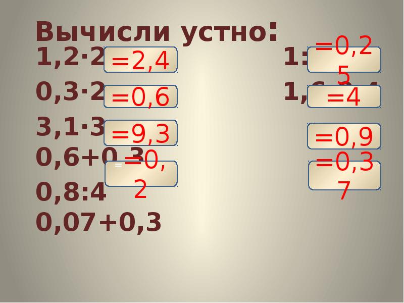 Вычислите устно 4 1 2. Вычисли устно.