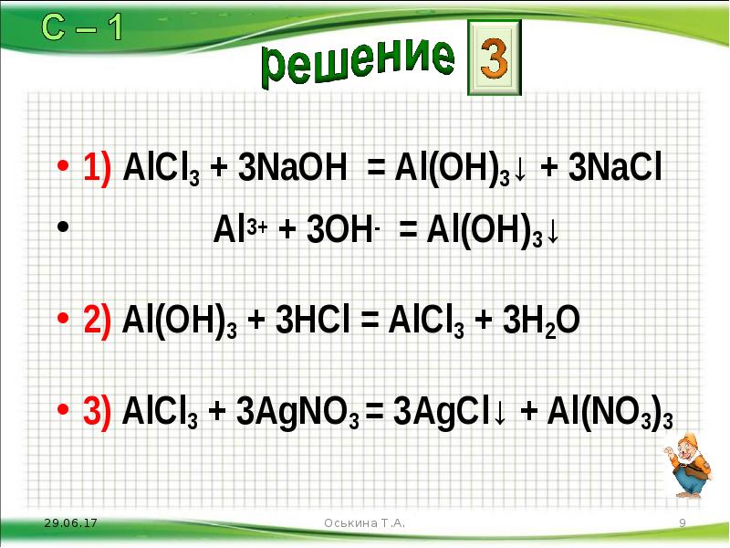 В схеме химической реакции alcl3 x al oh 3 nacl веществом х