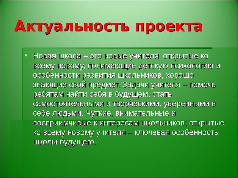 Актуальность проекта технологии будущего