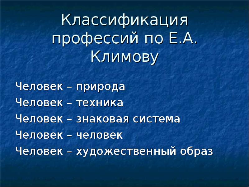 Классификация профессий признаки профессий презентация