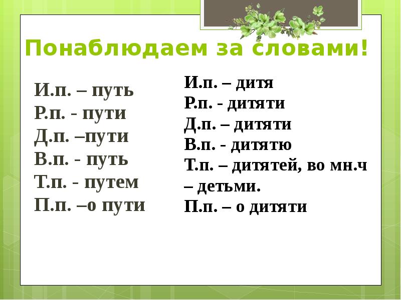 Разносклоняемые существительные 6 класс презентация