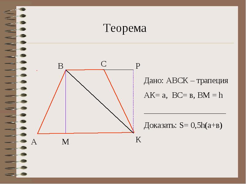 Площадь трапеции доказательство. Площадь трапеции дано доказать доказательство. Центр площади трапеции. Площадь трапеции равна произведению средней линии на высоту. Теоремы характерные для трапеции.