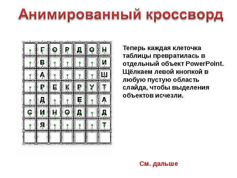 Анимация кроссворд в презентации