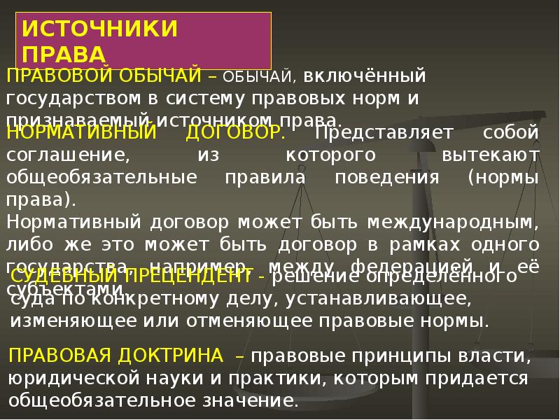 Современное право понятие. Правовой обычай и правовая доктрина.